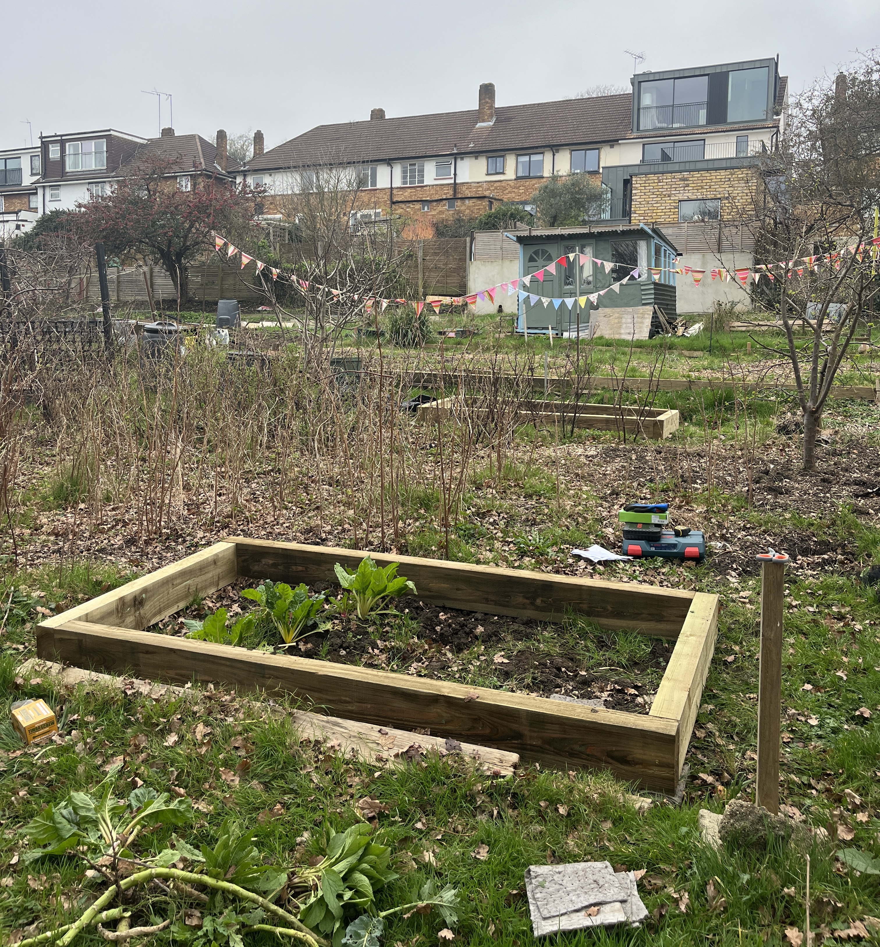 Beds assembled, but not yet levelled